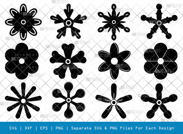 Retro Flower SVG, Flower Silhouette, Cute Flower Svg, Flat Flowers Svg, Hippy Daisy Flower Svg, Flower Bundle SVG ETC Craft 