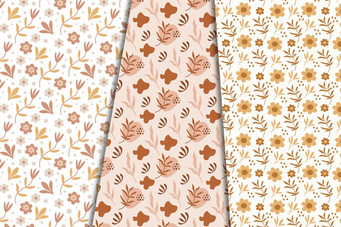 Retro Flowers Patterns Digital Pattern Rin Green 