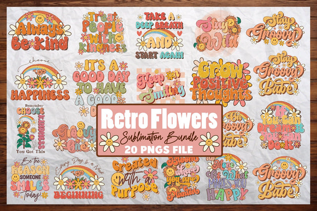 Retro Flowers Sublimation Bundle Sublimation Jagonath Roy 