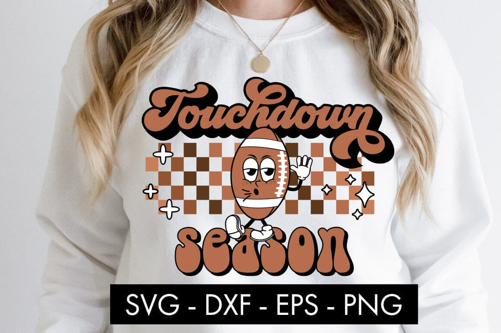Retro Football Touchdown Season SVG Cut File PNG Sublimation - So Fontsy