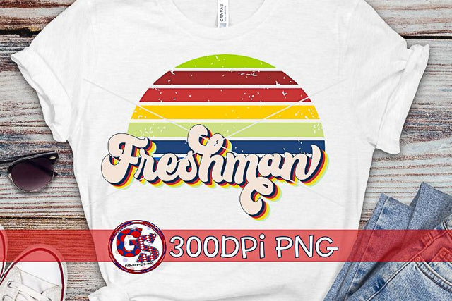 Retro Freshman PNG for Sublimation Sublimation Greedy Stitches 