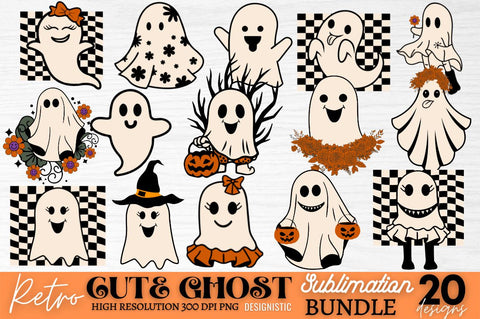 Retro Ghost Halloween Sublimation Bundle, Ghost Halloween Sublimation Bundle SVG DESIGNISTIC 
