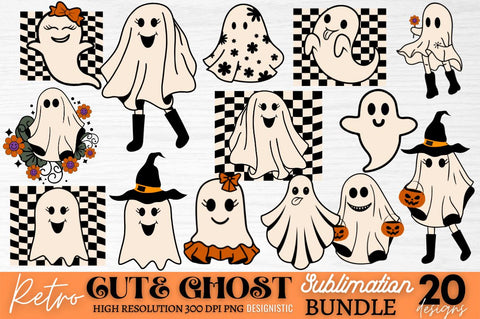 Retro Ghost Halloween Sublimation Bundle, Ghost Halloween Sublimation Bundle SVG DESIGNISTIC 
