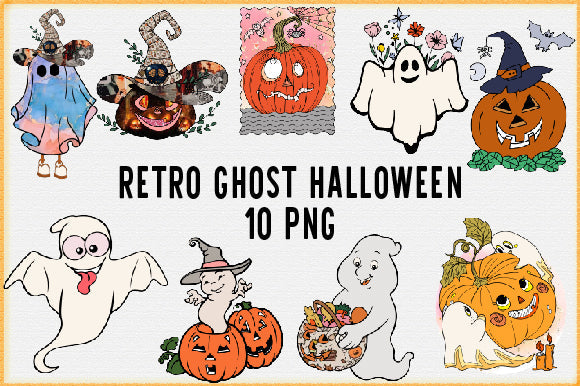 Retro Ghost Halloween Sublimation Bundle Sublimation Creativeart88 