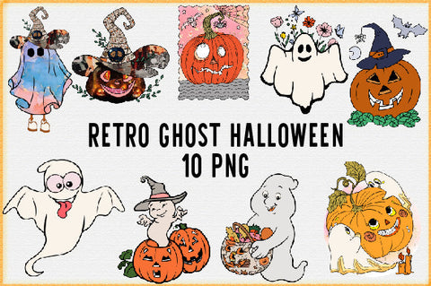 Retro Ghost Halloween Sublimation Bundle Sublimation Creativeart88 