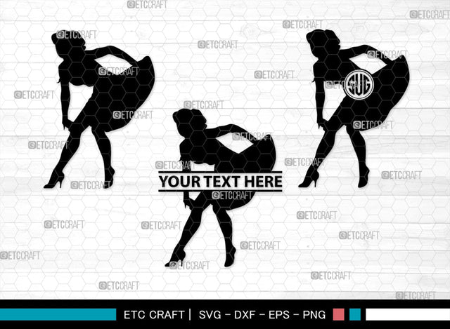 Retro Girl Monogram, Retro Girl Silhouette, Retro Girl SVG, Pin Up Girl Svg, Girl Svg, Sexy Girl Svg, SB00398 SVG ETC Craft 