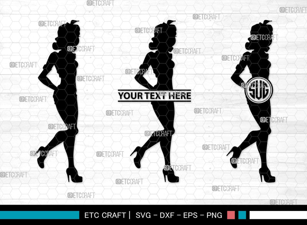 Retro Girl Monogram, Retro Girl Silhouette, Retro Girl SVG, Pin Up Girl ...