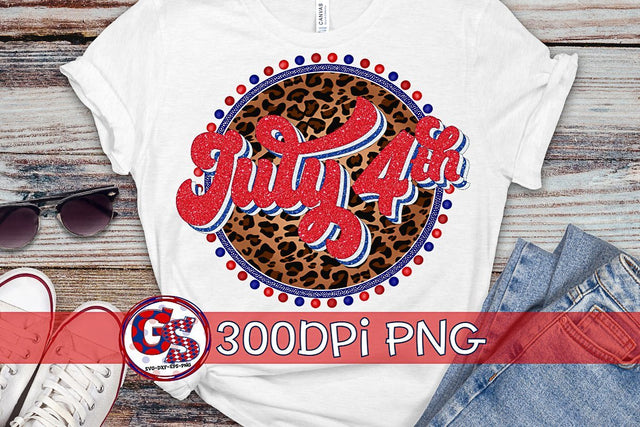 Retro Glitter July 4th Medallion PNG for Sublimation Sublimation Greedy Stitches 