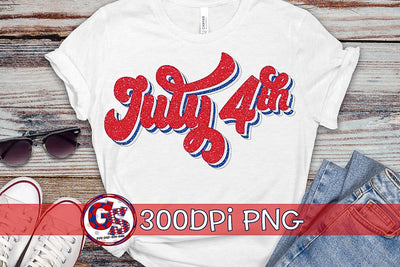 Retro Glitter July 4th PNG for Sublimation Sublimation Greedy Stitches 