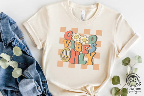 Retro Good Vibes Only Png Sublimation Sublimation Owlsome.Designs 