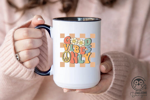 Retro Good Vibes Only Png Sublimation Sublimation Owlsome.Designs 