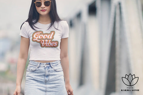 Retro Good Vibes Svg Png - Distressed Graphic Design Sublimation SVG Karma Genie Graphics 