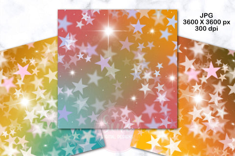 Retro Gradient Stars Bokeh Backgrounds Digital Pattern SineDigitalDesign 