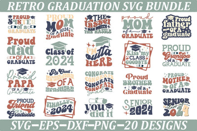 Retro Graduation SVG Bundle SVG akazaddesign 