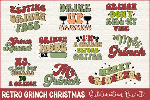 Retro Grinch Christmas Sublimation Bundle SVG Rupkotha 