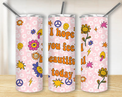 Retro Groovy 20oz Skinny Tumbler Png, Flower Power Tumbler, Smile Peace Sign 70s Sublimation, Peace Sign Tumble, 70s Retro Tumbler Sublimation BouDesign 