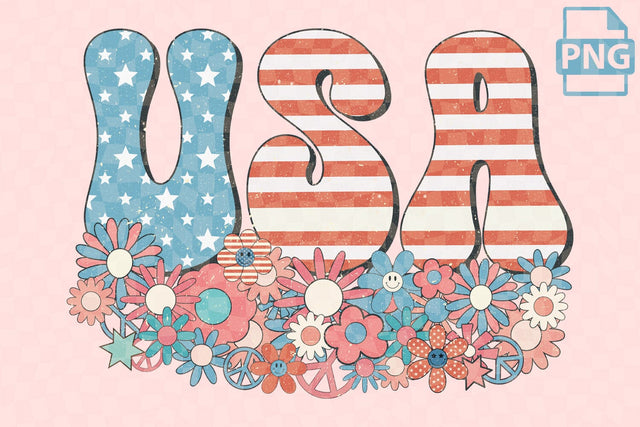 Retro Groovy 4th of july PNG Sublimation Sublimation purrfectdaydigitals 