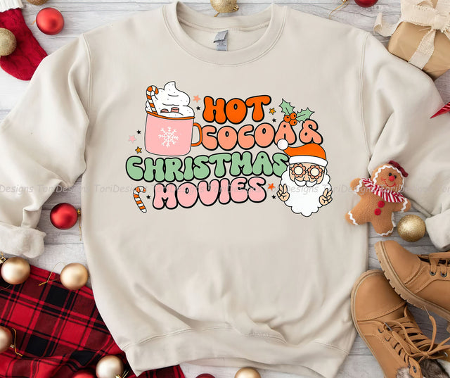 Retro Groovy Christmas Movies Santa Xmas Sublimation Design Download Sublimation ToriDesigns 