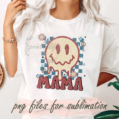 Retro Groovy Mama Design Png, Mama Vibes Png, Smiley Face Daisy Mama Sublimation Png, Mom Life Sublimation Design, Retro Mama Png, Digital Download Sublimation PrintingLife 