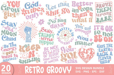 Retro Groovy Quote SVG Bundle Retro Groovy Inspirational Quote SVG Bundle SVG FiveStarCrafting 