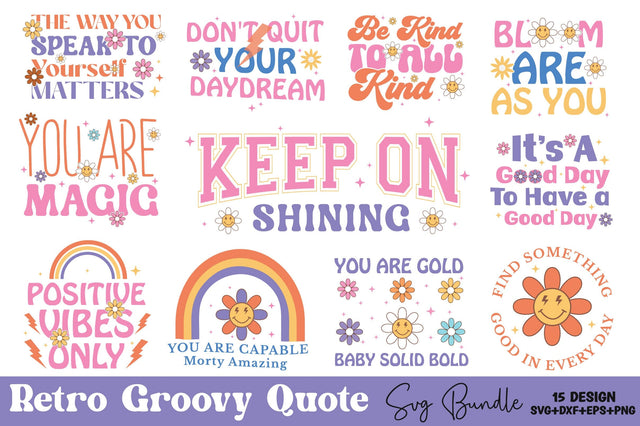 Retro Groovy Quote SVG Bundle SVG Rupkotha 
