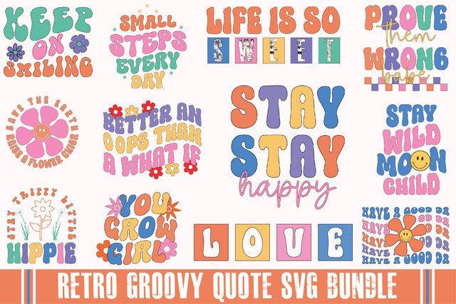 Retro Groovy Quote Svg Bundle SVG SVGista 