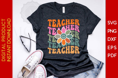 Retro Groovy Teacher SVG PNG PDF Cut File SVG Creativedesigntee 