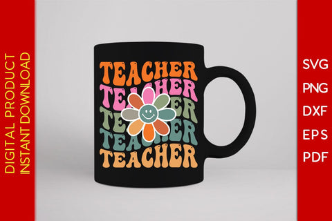 Retro Groovy Teacher SVG PNG PDF Cut File SVG Creativedesigntee 