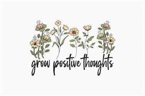 Retro Grow Positive Thoughts Sublimation Vol -1 Sublimation Creativeart88 