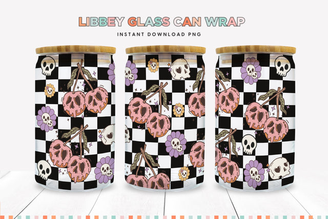 Retro Halloween 16 oz Glass Can Sublimation Wrap Sublimation BijouBay 