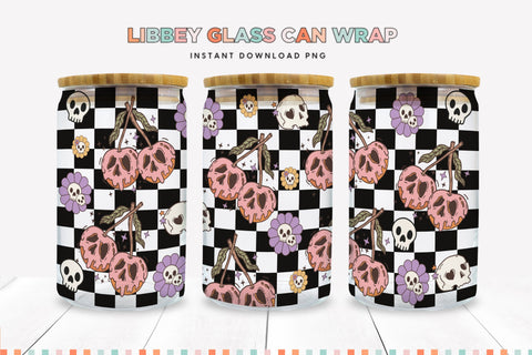 Retro Halloween 16 oz Glass Can Sublimation Wrap Sublimation BijouBay 