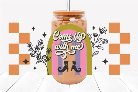Retro Halloween Beer Can Glass SVG Witch Coffee Cup Wrap SVG OrangeBrushStudio 