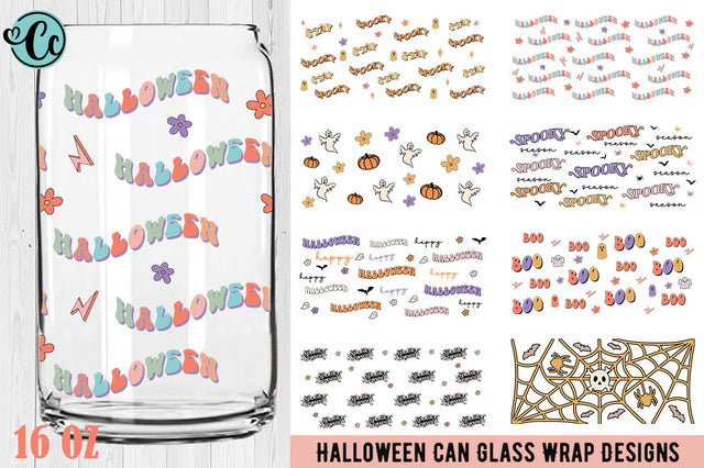 Retro Halloween Can Glass Wrap Bundle SVG Crazy Craft 