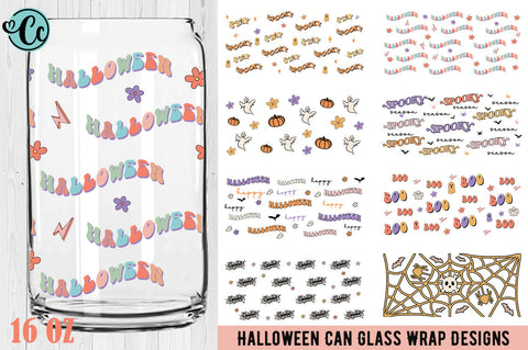 Retro Halloween Can Glass Wrap Bundle SVG Crazy Craft 