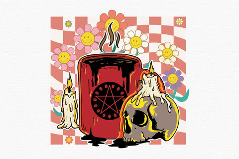 Retro Halloween Coffee Sublimation SVG designartist 