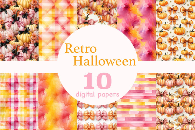 Retro Halloween Digital Papers | Vintage Autumn Pattern Digital Pattern GlamArtZhanna 