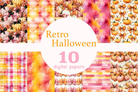 Retro Halloween Digital Papers | Vintage Autumn Pattern Digital Pattern GlamArtZhanna 