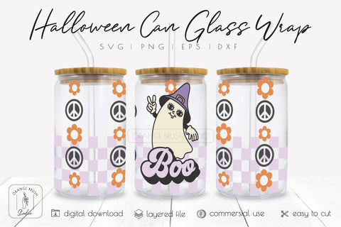 Retro Halloween Libbey Beer Can Glass Wrap SVG Cut File SVG OrangeBrushStudio 