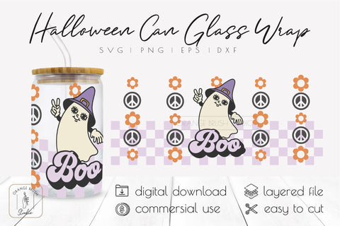 Retro Halloween Libbey Beer Can Glass Wrap SVG Cut File SVG OrangeBrushStudio 