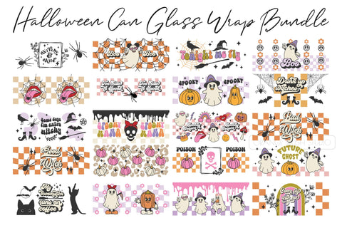Retro Halloween Libbey Can Glass Wrap Bundle 20 SVG SVG OrangeBrushStudio 