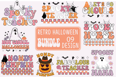 Retro Halloween PNG Bundle, Ghost SVG Sublimation SVGista 