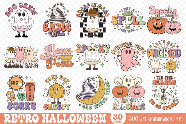 Retro Halloween PNG Sublimation Bundle Sublimation CraftLabSVG 