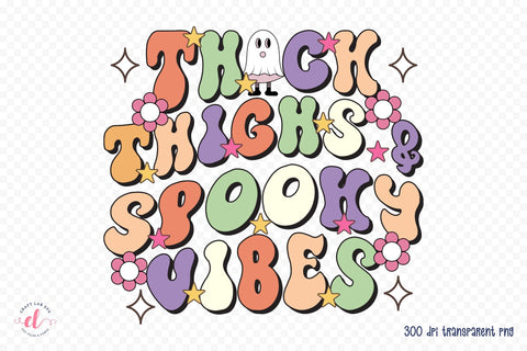 Retro Halloween PNG - Thick Thighs & Spooky Vibes Sublimation CraftLabSVG 