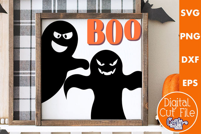 Retro Halloween Sign Svg, Boo Old Style Ghost Design SVG Crafty Mama Studios 