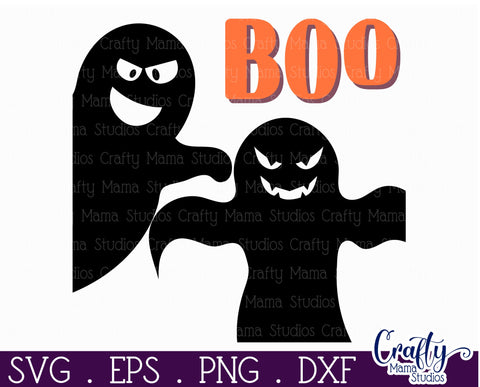 Retro Halloween Sign Svg, Boo Old Style Ghost Design SVG Crafty Mama Studios 