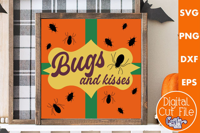 Retro Halloween Sign Svg, Bugs And Kisses Old Style Design SVG Crafty Mama Studios 