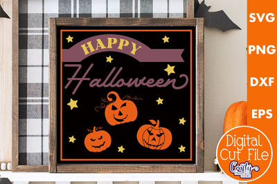 Retro Halloween Sign Svg, Happy Halloween Old Style Design SVG Crafty Mama Studios 