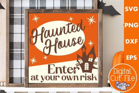 Retro Halloween Sign Svg, Haunted House Old Style Design SVG Crafty Mama Studios 