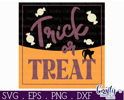Retro Halloween Sign Svg, Trick Or Treat Old Style Design SVG Crafty Mama Studios 