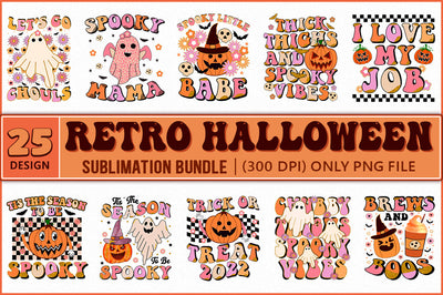 Retro Halloween Sublimation, 25 PNG Files SVG Shetara Begum 